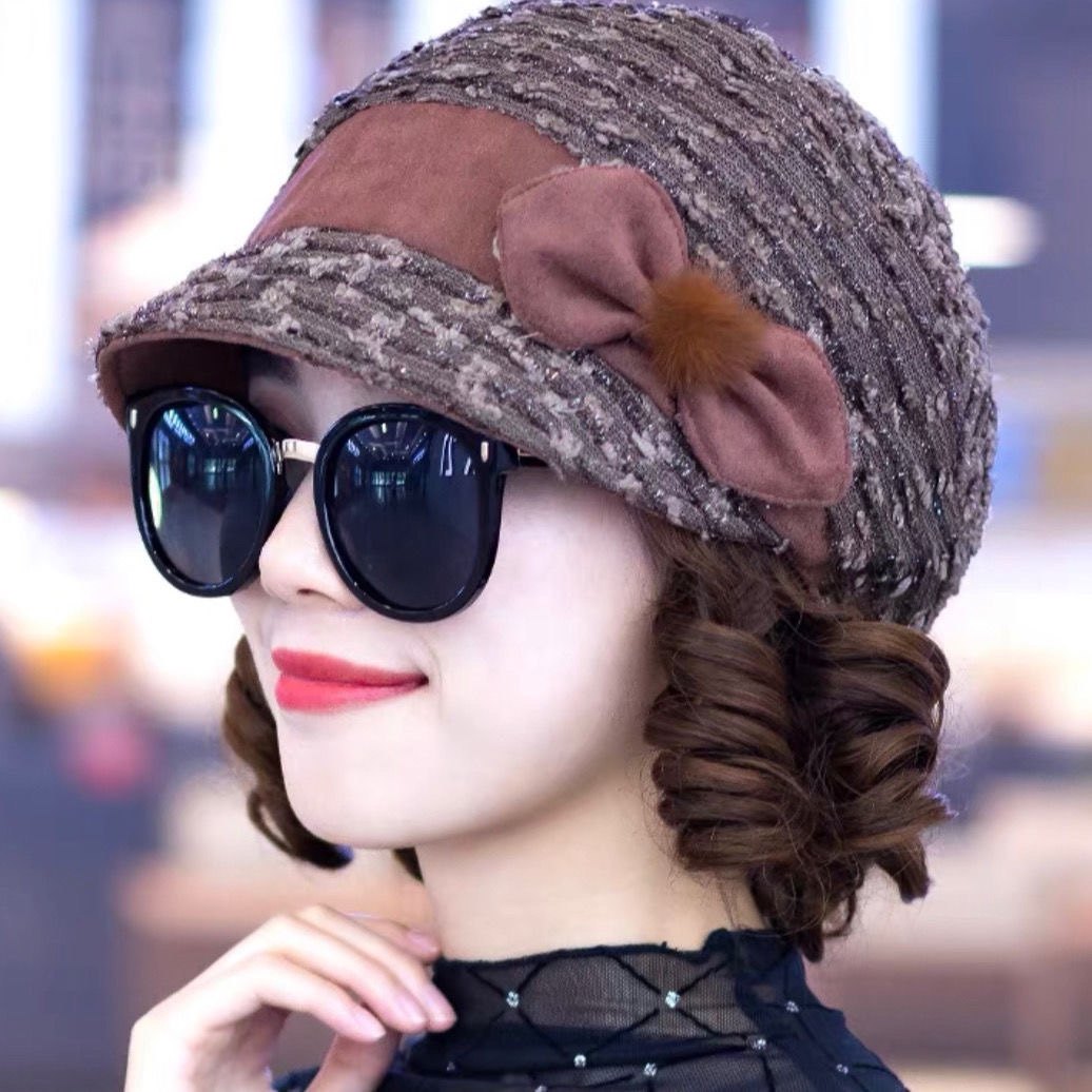 帽子假发中老年一体短卷发逼真自然带头头发秋冬日常整顶假发