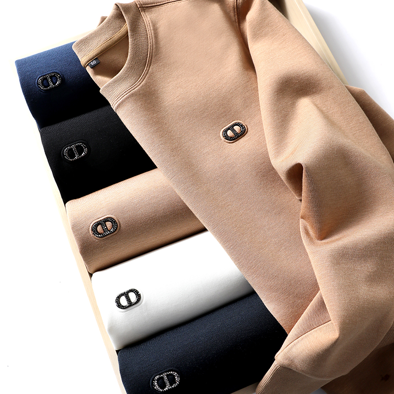 【CDWY2106027】春秋季新款男士圆领羊绒长袖T恤打底衫休闲卫衣男