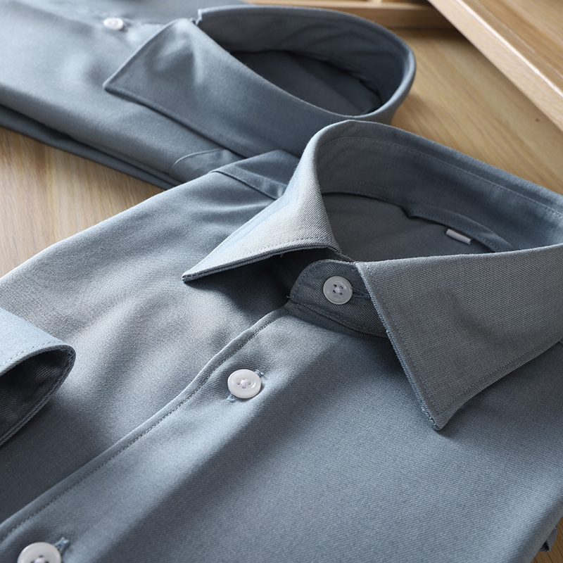 柜上4300，静谧湖水蓝！弹力、丝滑、抗皱..男士商务休闲长袖衬衫