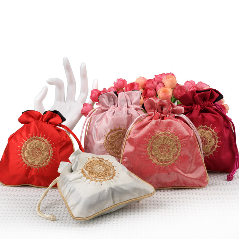 小号饰品核桃文玩锦囊包锦囊太阳绸缎抽拉袋刺绣首饰袋