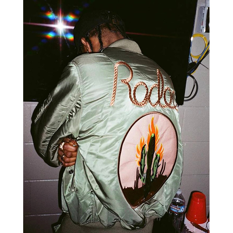 travisscottrodeobomberjacket重磅刺绣仙人掌男女夹克夹克