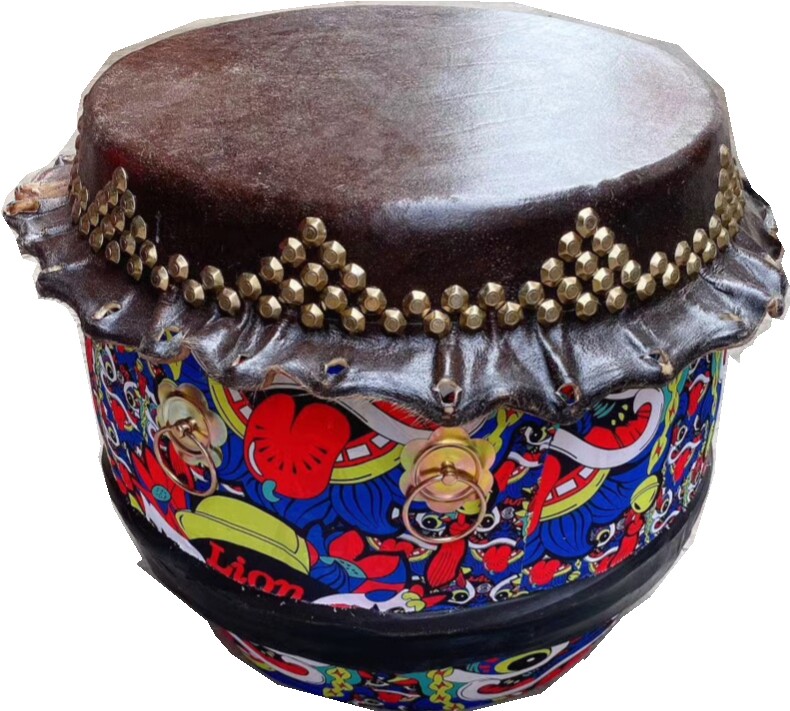 佛山狮鼓头层水牛皮18寸舞狮醒狮表演演出开业战鼓