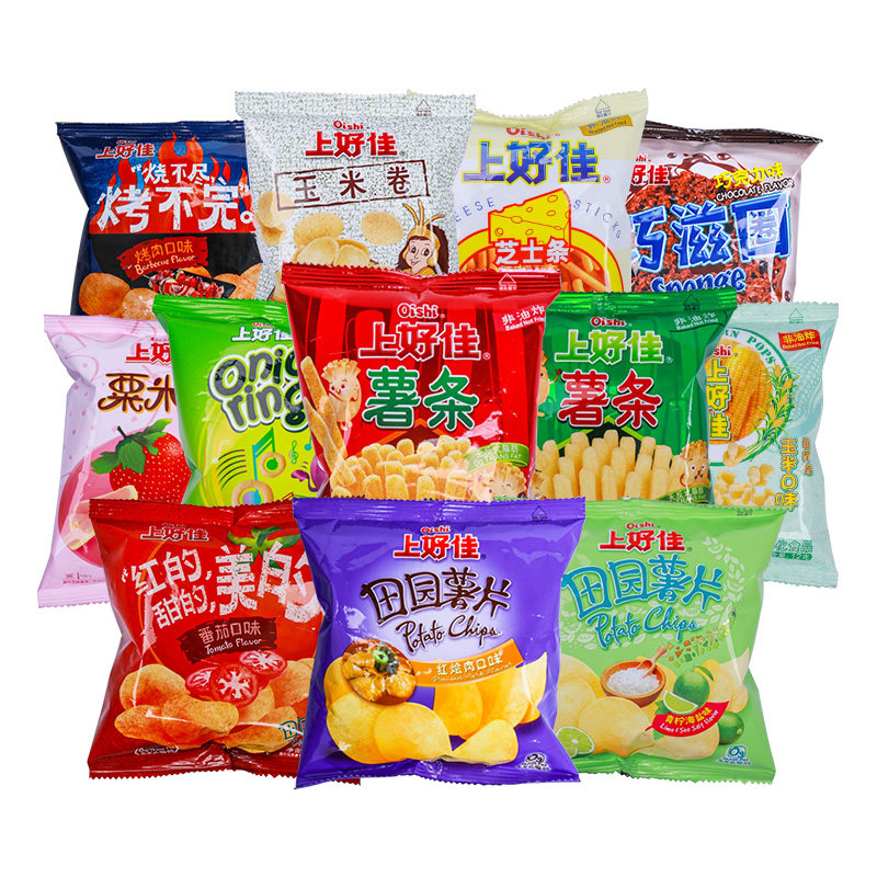 上好佳田园薯片16g50包多口口味膨化零食休闲膨化食品