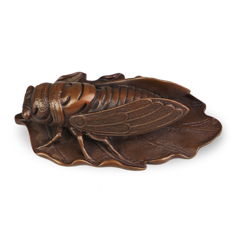 聚德纯铜一鸣惊人蝉镇纸镇文房四宝镇商务工艺品收藏礼品摆件