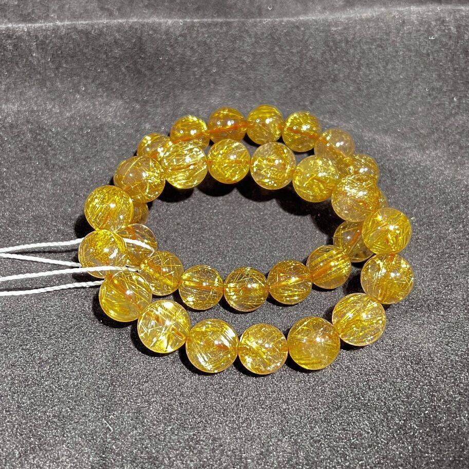 金钛巴西天然水晶手串金发招财满发高猫眼发丝茶体手链