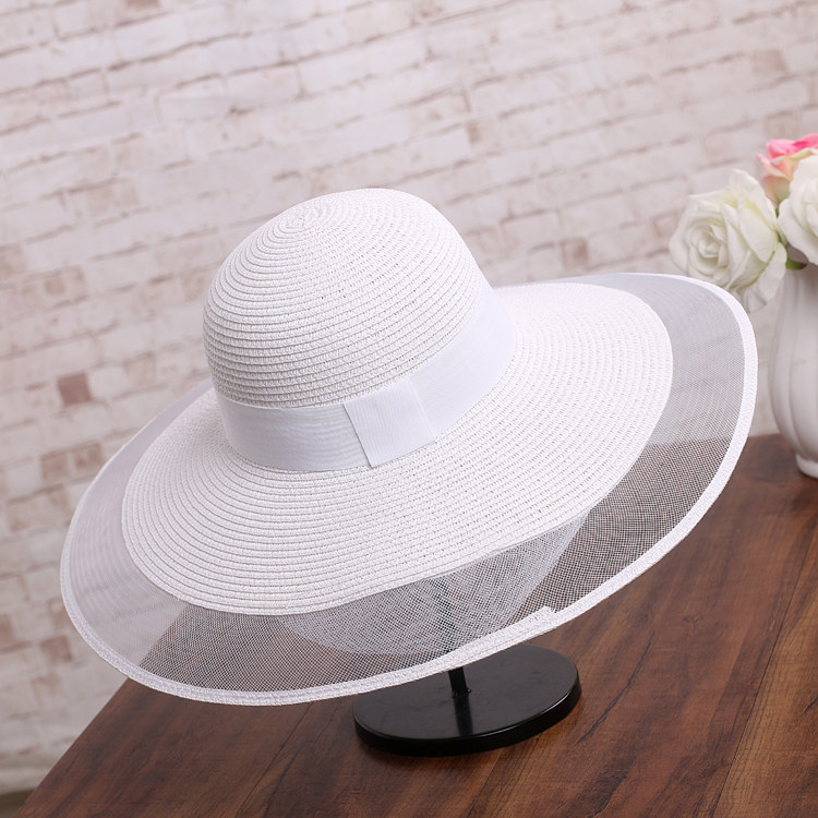白色渡假百搭出游遮阳帽网红海边防晒沙滩草帽帽子