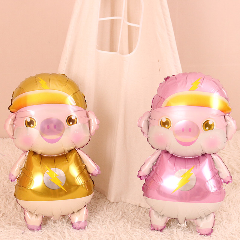 布置满月百天周岁宝宝儿童猪猪侠闪电气球铝膜气球