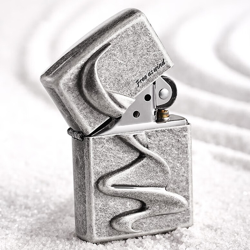 打火机zippo原装正品品风套装煤油仿古银创创意zippo