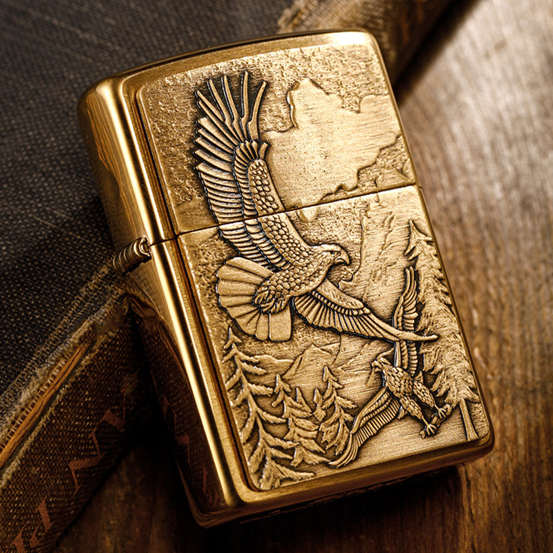 煤油20854防风山鹰高山鹰老鹰打火机贴章黄铜原装进口zippo