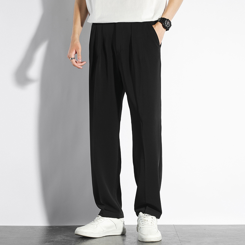 裤子男宽松春秋季通勤痞帅休闲长裤日系垂坠感直筒阔腿拖地西裤男