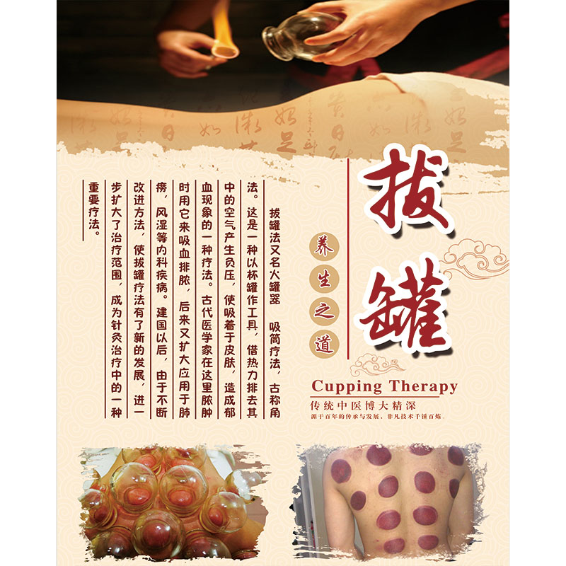 拔罐图片宣传图罐印对应症状海报墙壁画刮痧拔罐经络养生图广告