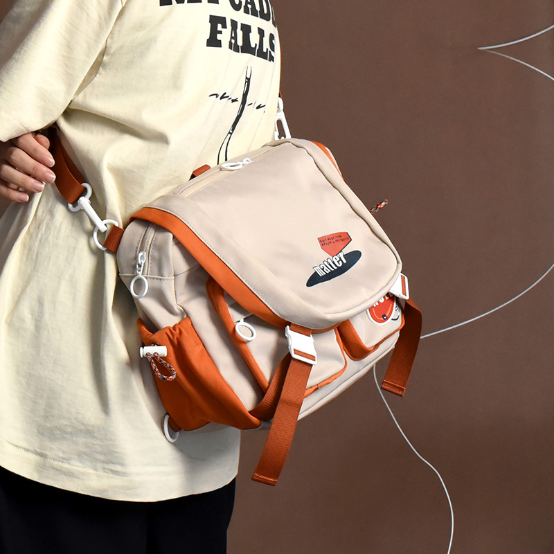 nullbag原创撞色斜挎包日系邮差包单双两用女包休闲大学生上课包