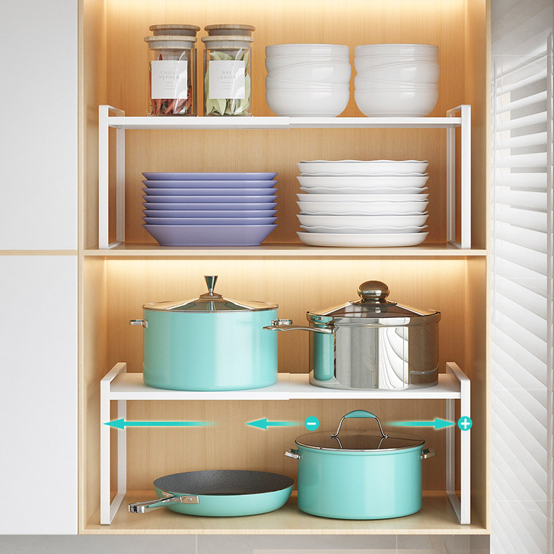 厨房可伸缩置物架隔板柜子橱柜内分层架隔断隔层收纳厨柜调料碗盘