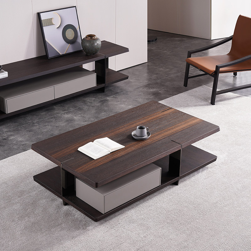 现代简约茶几长方形意大利设计师客厅整装装小户型烟熏茶几