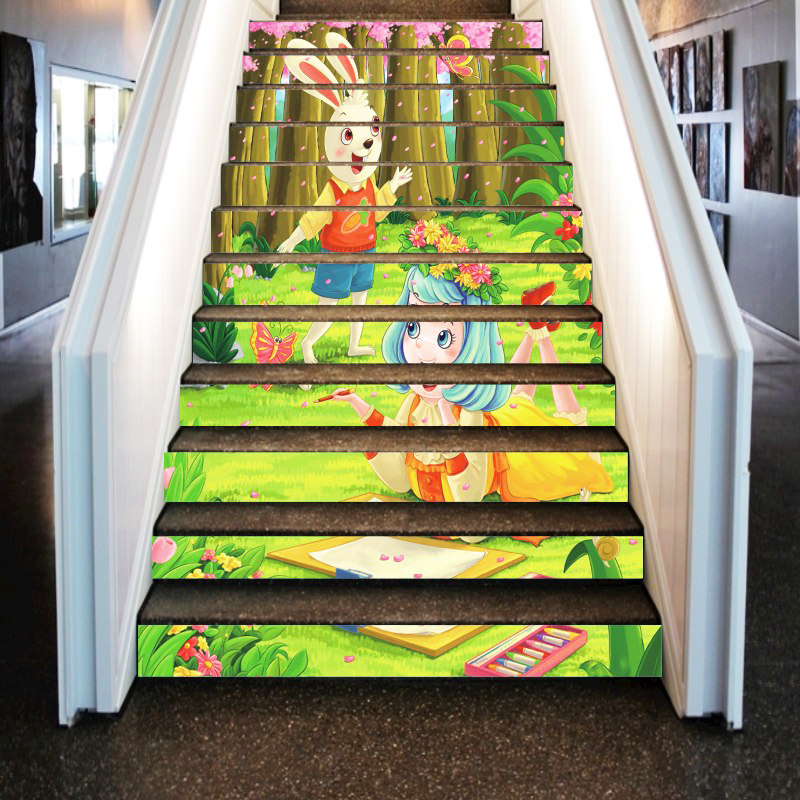 定制创意整体楼梯幼儿园台阶贴纸踏步地贴商场软装墙贴