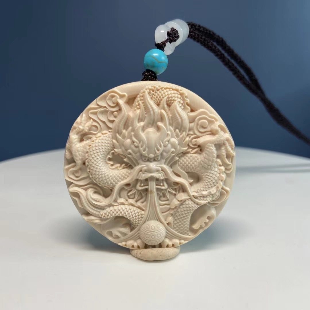 天然猛犸猛犸象象牙挂件龙腾四海饰品吊坠男女项坠