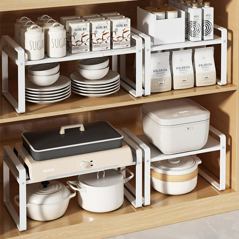 可伸缩厨房置物架台面橱柜内分分层隔板调料收纳厨房置物架