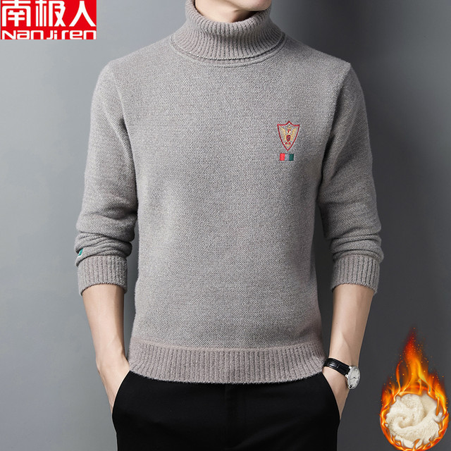 Antarctic people in autumn and winter plus velvet thick turtleneck sweater jacket men's warm bottoming sweater sweater men Antarctic people in autumn and winter plus velvet thick turtleneck sweater jacket men's warm bottoming sweater sweater men
