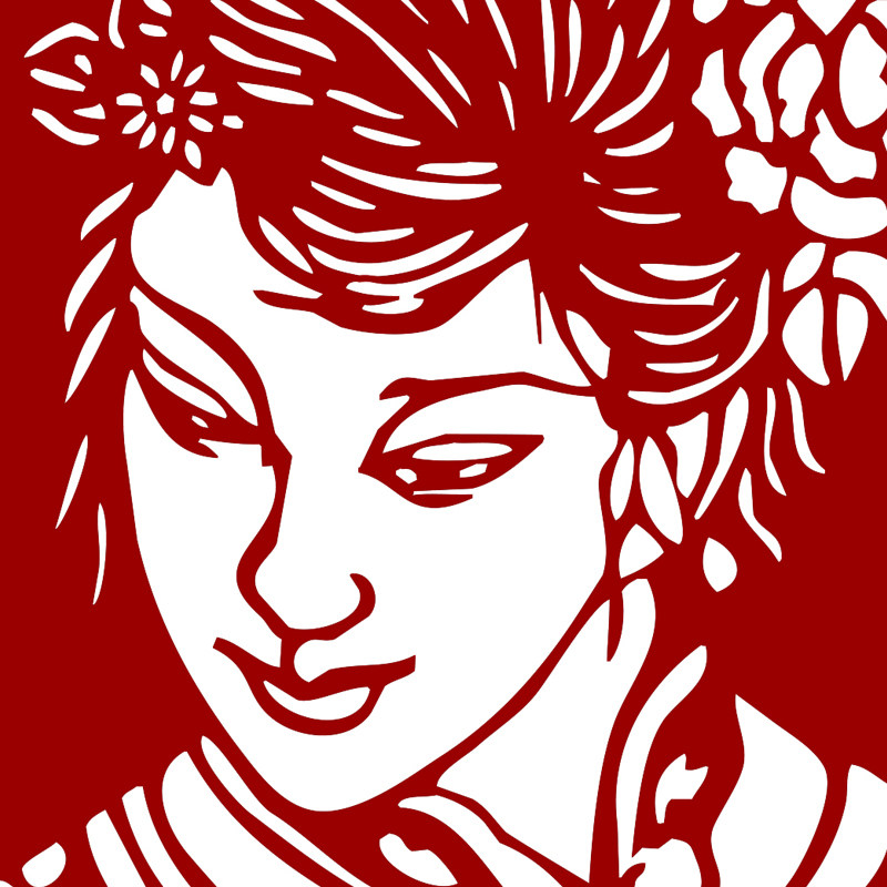 打印现代现代人人物仕女剪纸底稿手工刻纸图样剪纸