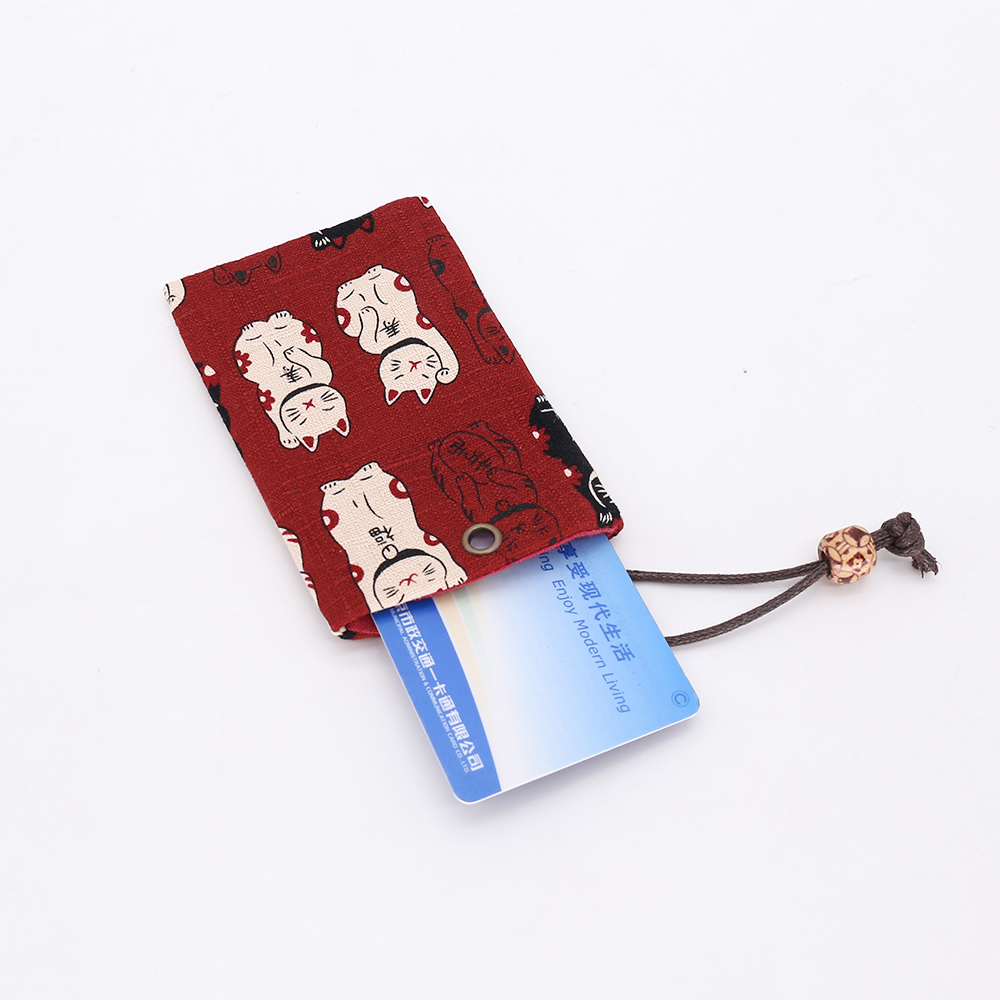此时此地和风棉麻手工布艺公交卡套可爱校园卡套