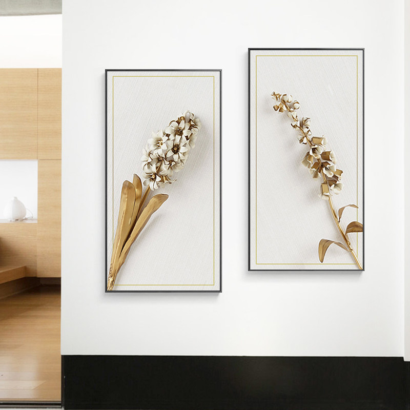 金枝玉叶入户玄关装饰画立体轻奢挂画简约美式壁画现代装饰画