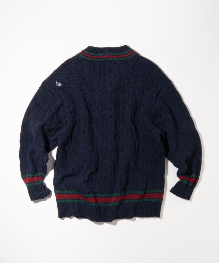 nauticatennissweater21aw长谷川粗线粗线条条纹宽松针织衫针织衫