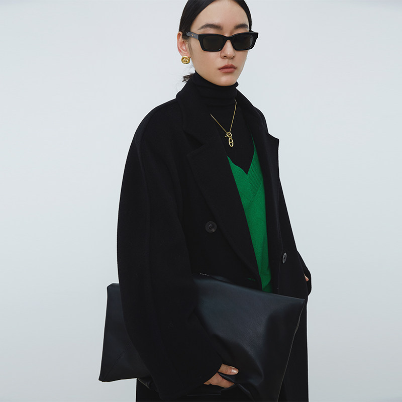 soulkiss经典101801大衣限定山羊绒羊毛秋冬季中长羊绒毛呢外套