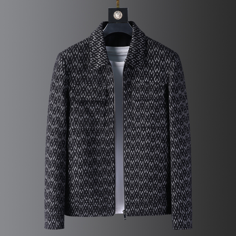 新款男士冬季青年夹克冬装上衣 翻领短款加棉气质休闲简约外套男