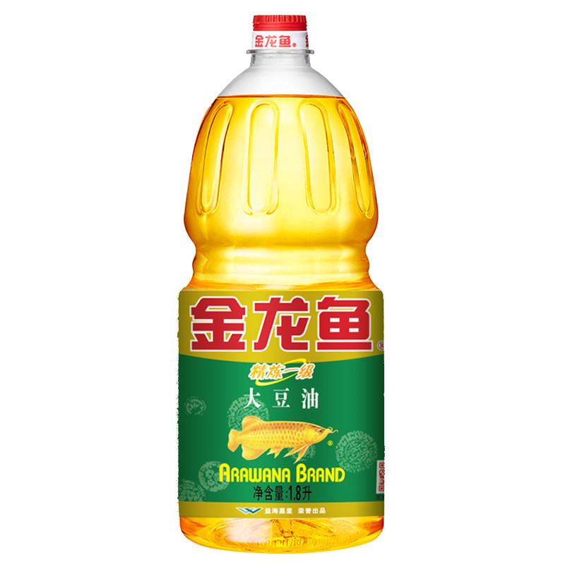 豆油大豆金龙鱼精炼一级1.8l6瓶食用油1.8升大豆油