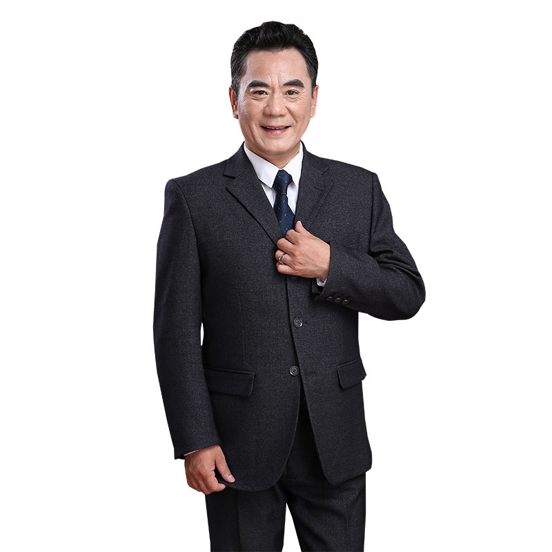 爸爸西服套装男中年三件套中老年人西装男4050岁商务休闲婚礼服