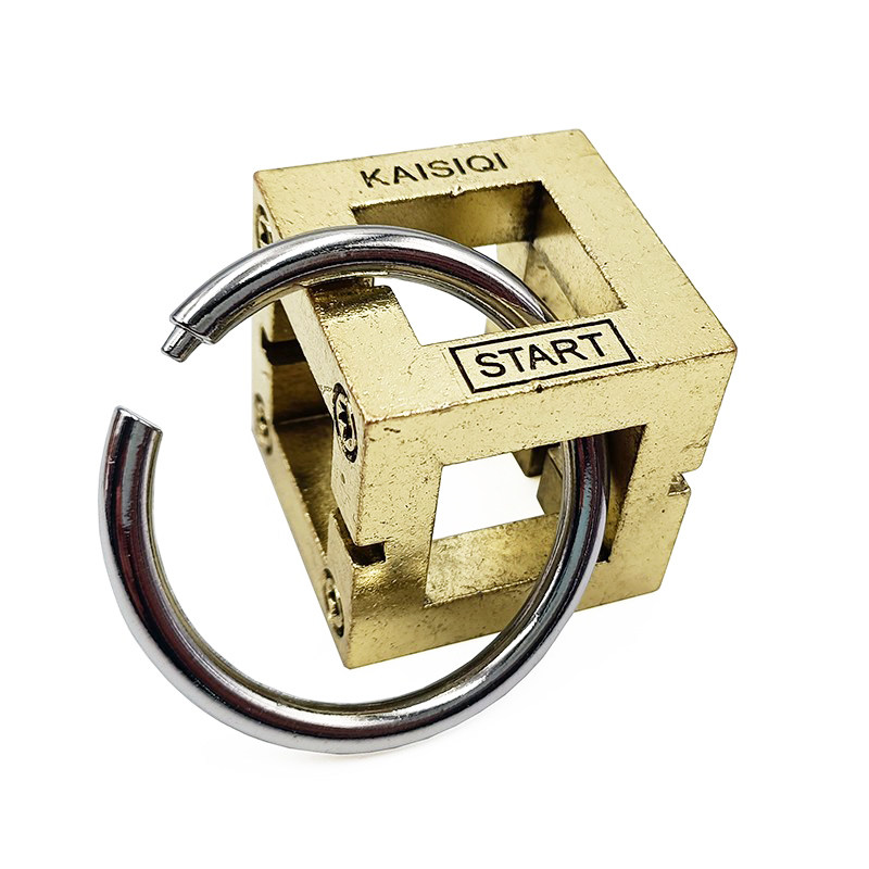 魔puzzle金锁十级烧脑益智玩具四方锁高难度解密马蹄锁鲁班锁全套