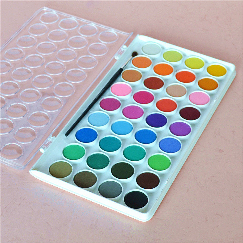 固体水彩颜料台湾雄狮28色36色套装透明写生水彩颜料