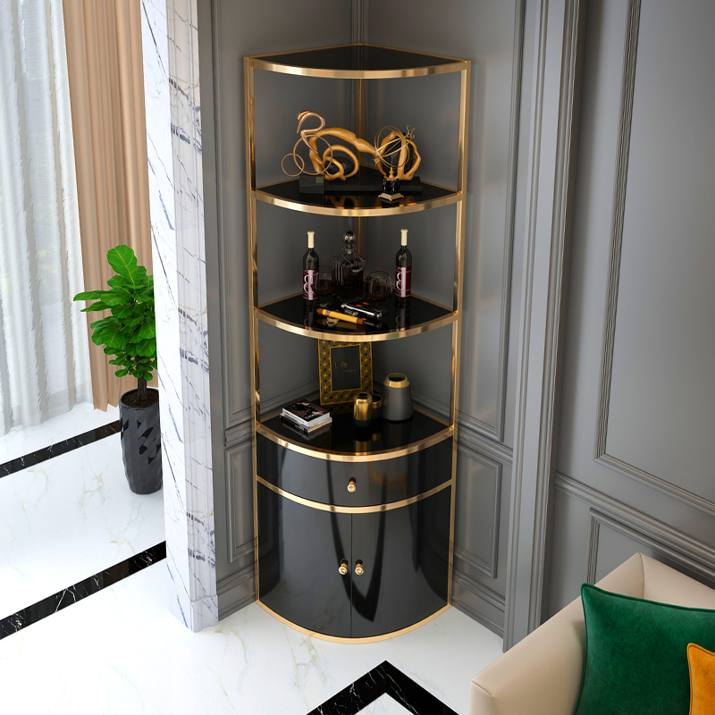 轻奢酒柜靠墙现代客厅简约转角三角形边柜直角角柜