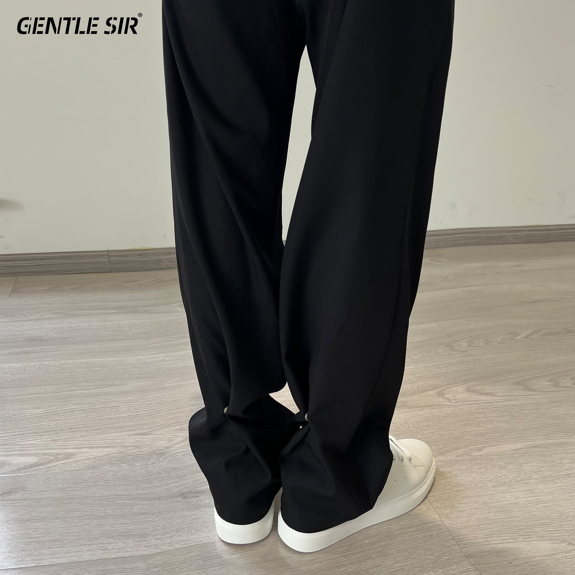 欧美高街薄款坠垂感小西裤男夏季冰丝潮牌宽松直筒休闲西装长裤子