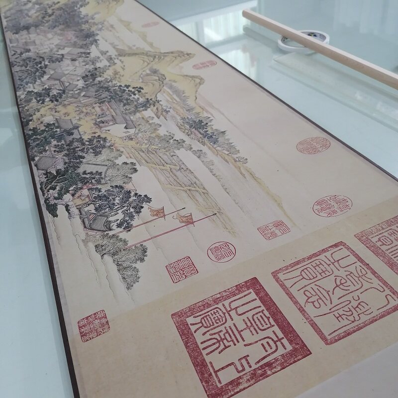 复制无框装裱手卷清微徐扬高清微真迹国画复古国画