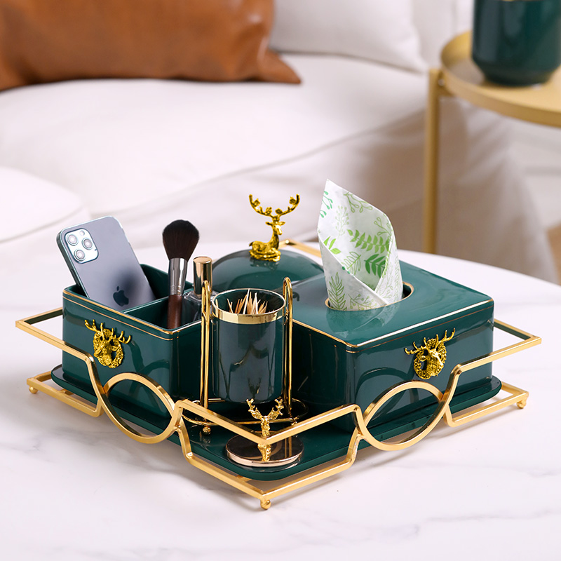 陶瓷客厅装饰品样板摆件茶几托盘套装轻奢家居摆件