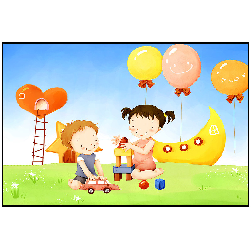 儿童卡通可爱壁画幼儿园早教托管墙面装饰画卧室现代装饰画
