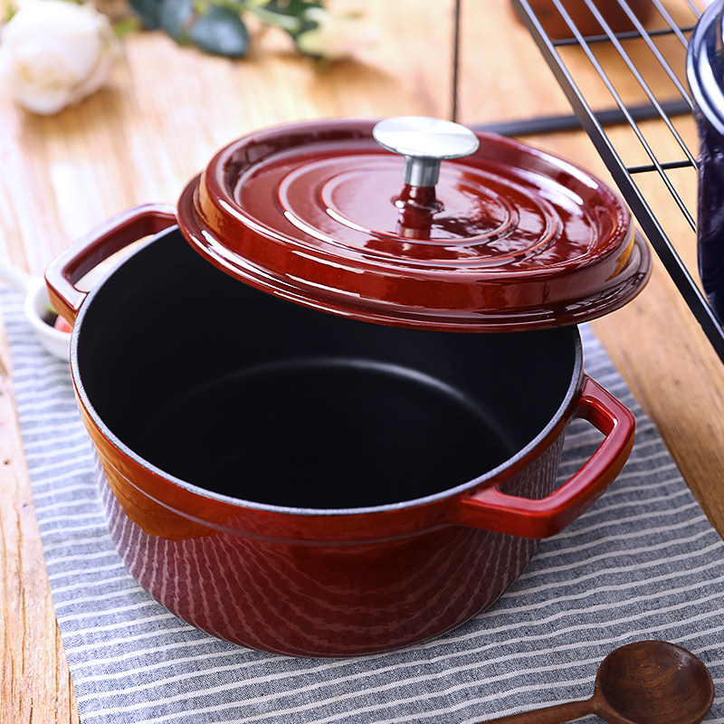 锅小生铁磁炉烧锅焖烧家用炖煲搪瓷26cm炖锅汤锅