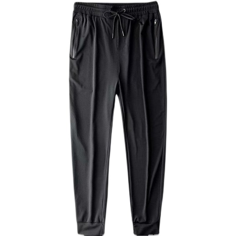 2021夏季新款网眼冰丝裤黑色空调裤弹力大码休闲裤五分裤运动短裤