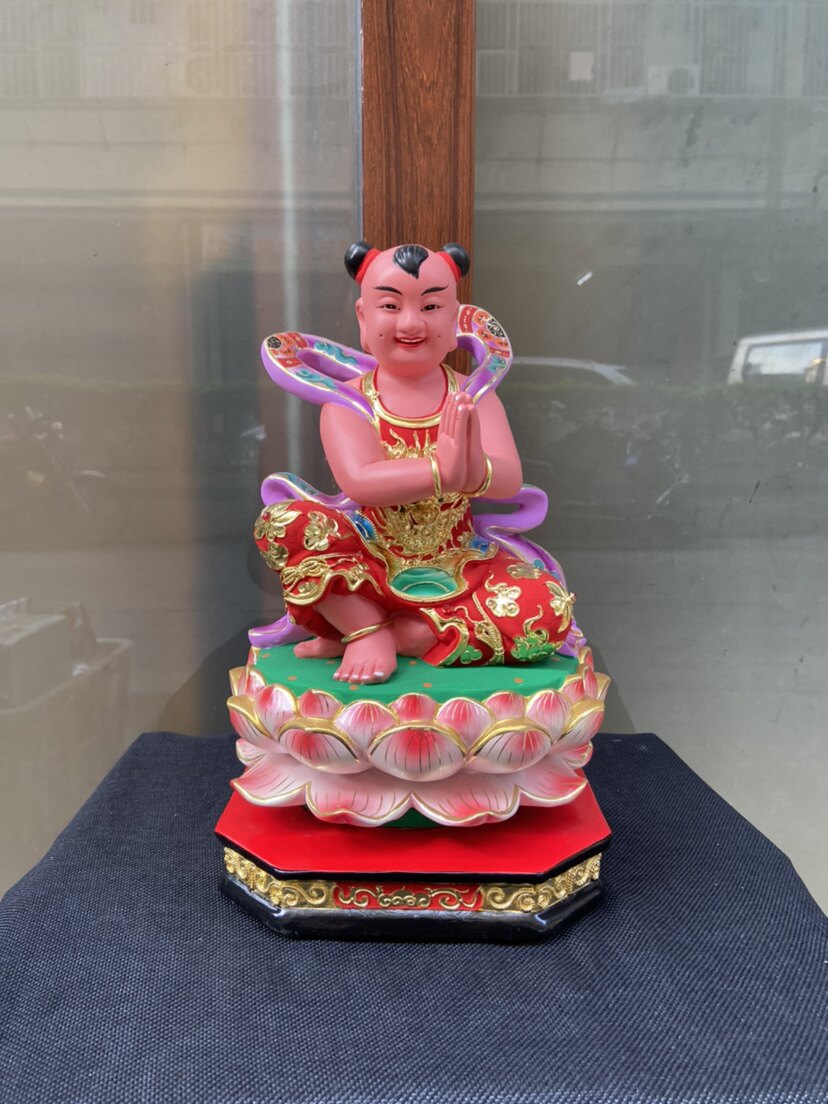 善财童子爷金木雕红孩儿圣婴大王供奉神明新马流行摆件