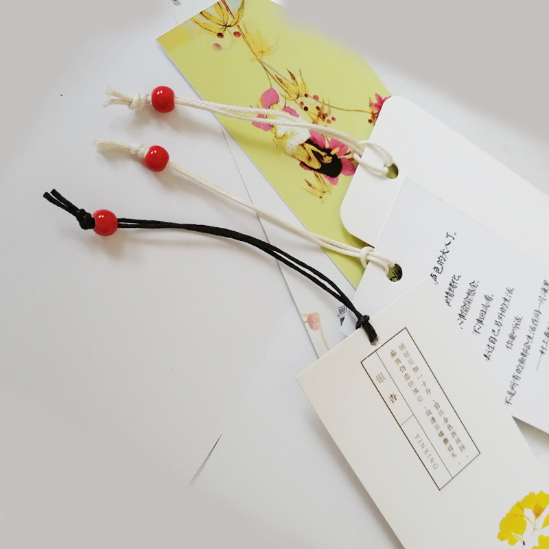 书签陶瓷挂绳唯美文艺卡片吊坠明信片绳子瓷珠绳