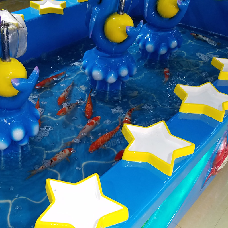 鱼池儿童乐园钓鱼商场喂奶大型商用玻璃钢鱼缸定制游艺机