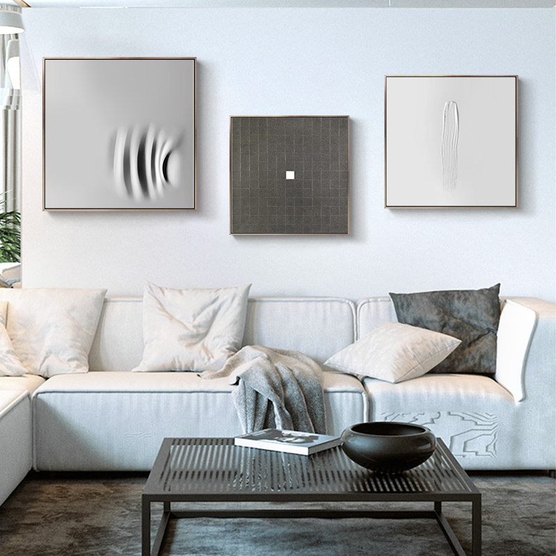 白色后现代极简主义玄关装饰画客厅抽象艺术壁画现代装饰画