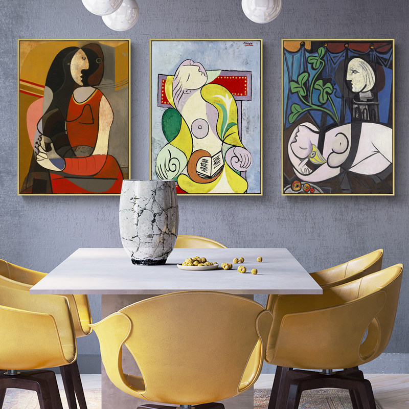 毕加索美式装饰画餐厅挂画世界名画印象派大师油画艺术壁画墙画