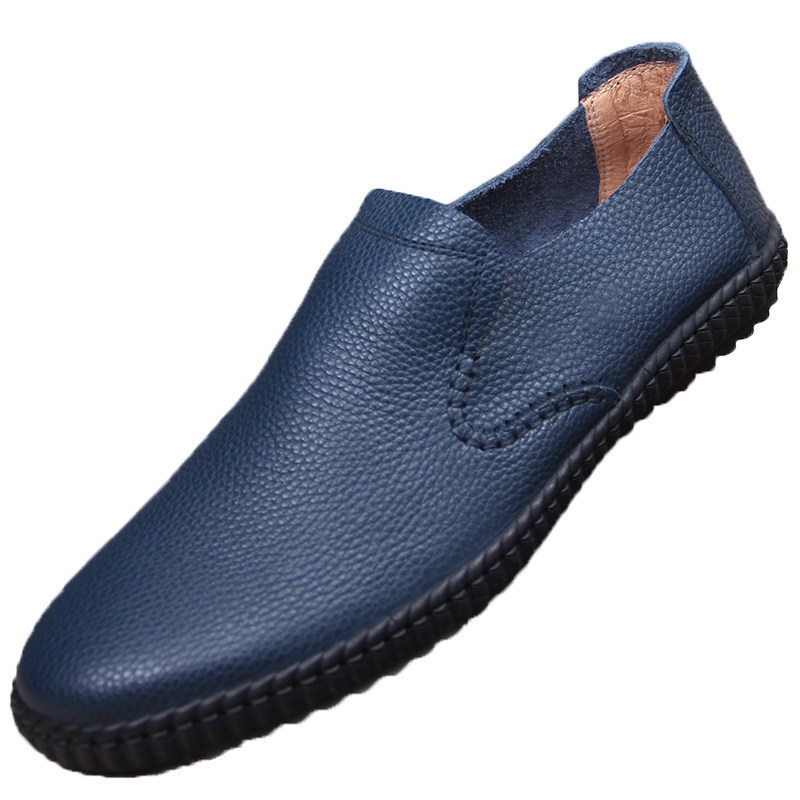 春夏外贸休闲皮鞋真皮男鞋一脚脚蹬软底软面单鞋