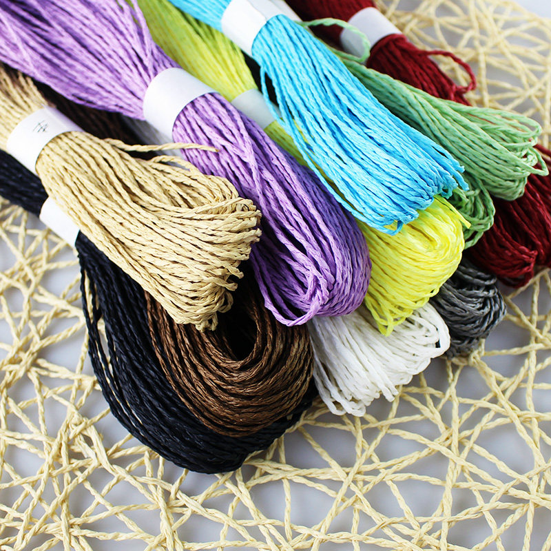 手工30米编织纸绳瓶子双股拉菲彩色绳子幼儿园手工创意粘贴类