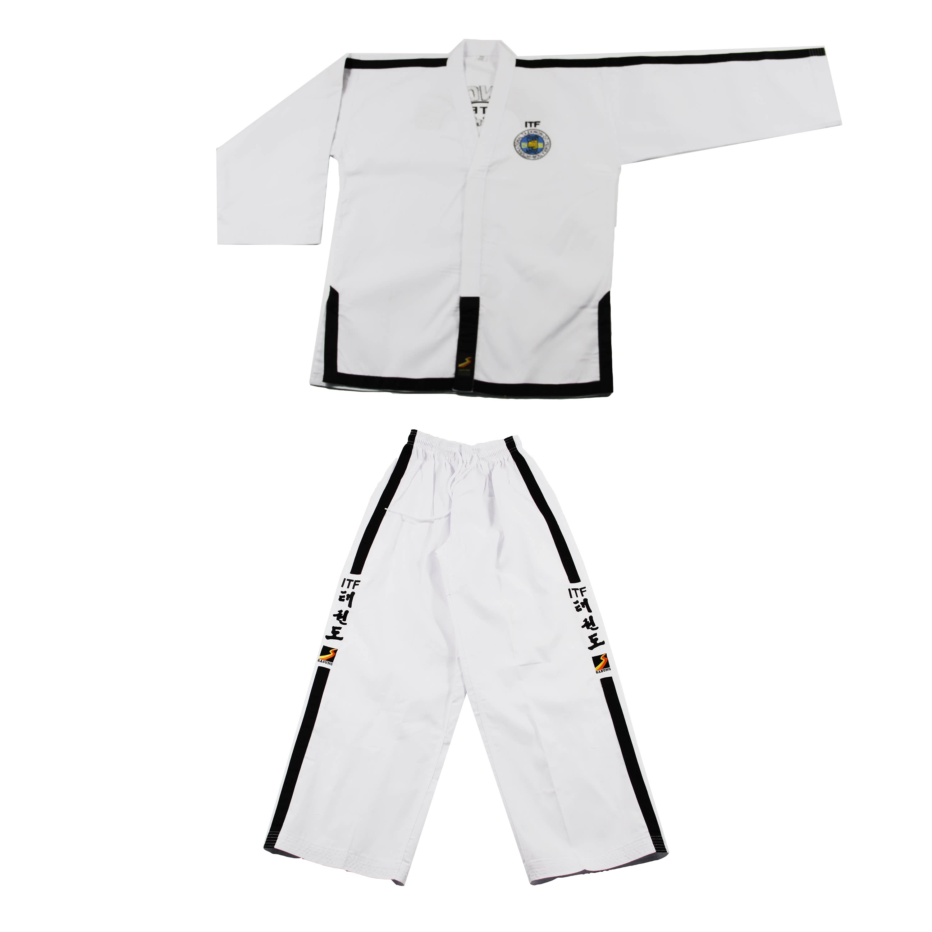 itf传统跆拳道服副师范段位教练斜纹平纹棉料师跆拳道服