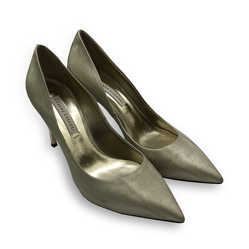 cesarecasadei金色尖头女士细高跟单女鞋时装凉鞋