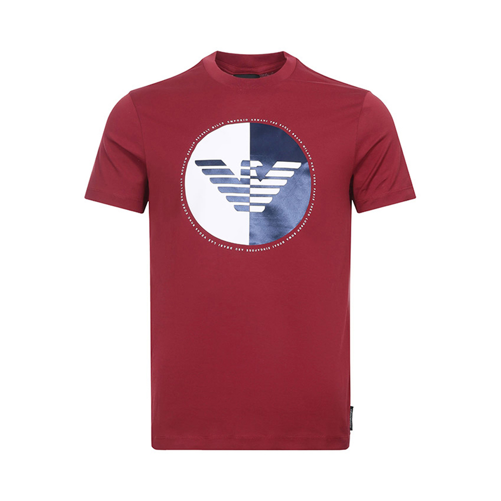 emporioarmani阿玛尼多色棉质徽标图案印花休闲圆领t恤