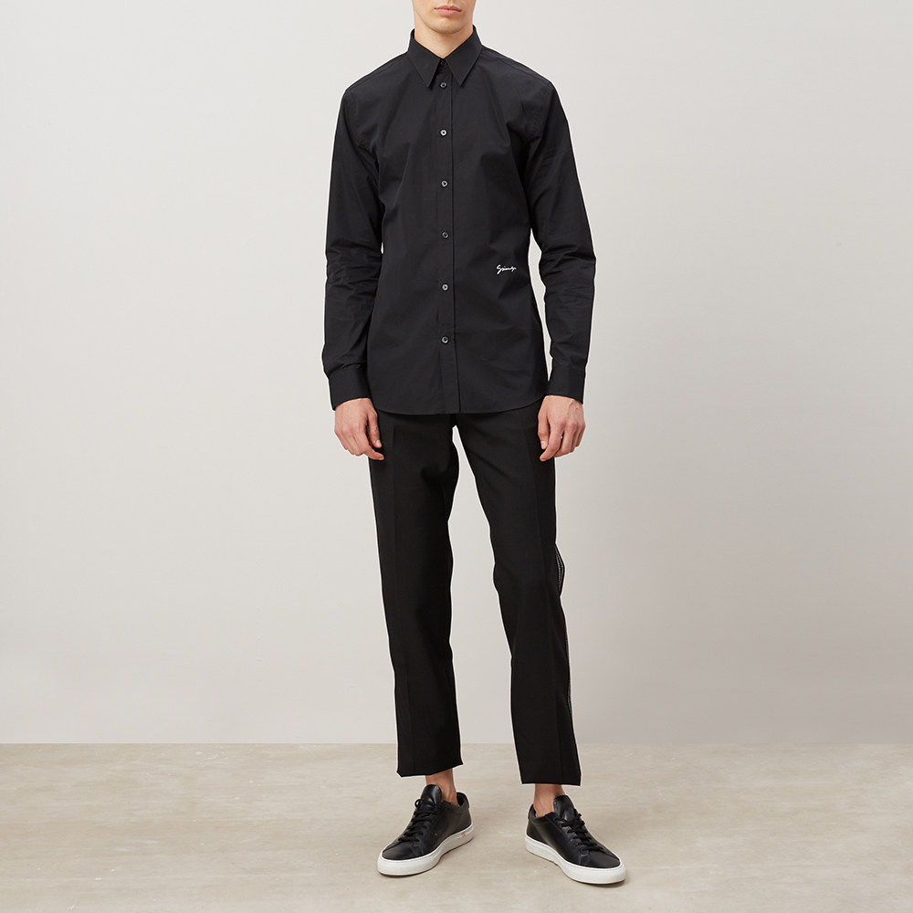 givenchy纪梵希多色纯棉撞色字母刺绣翻领长袖男士衬衫